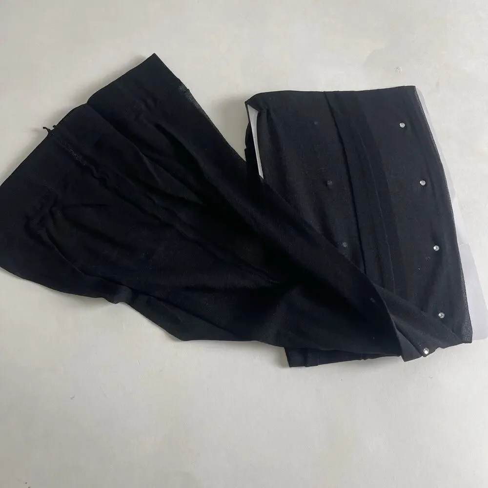 Leg Avenue Sheer Black Pantyhose with Line Of Rhinestone Front, One Size‎